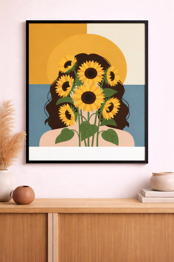 Abstract Art-Girl with Flower