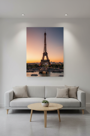 need a full view of the canvas and the canvas is the main subject in the image also change to a photo of a landmark. 