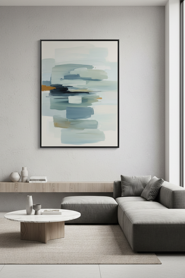 thinner black metal frame displayed in a room
